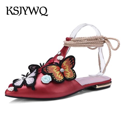 Ksjywq Womens Genuine Leather Mules 2 Cm Low Heels Pointed Toe Summer