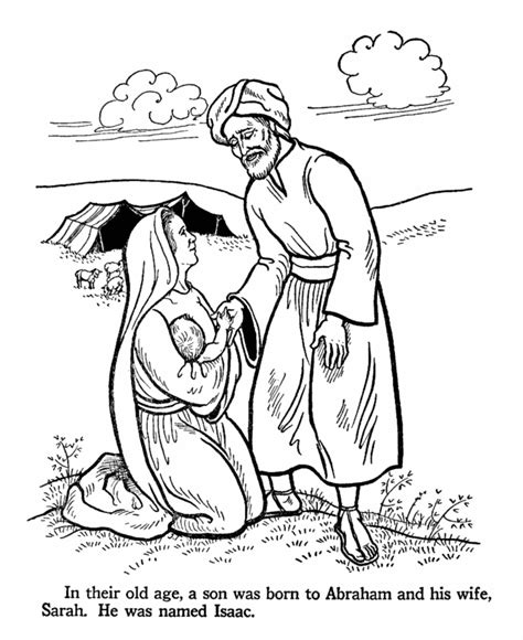 Isaac is born to Abraham and Sarah when they are old. Bible coloring