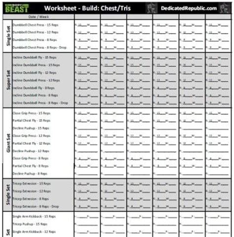 Here's a hot new progressive basement beast set featuring some dope bass, dubstep, and trap beats! Body Beast Worksheets (Dedicated Republic) | Workout ...