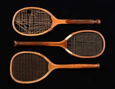 Lot Detail LOT OF 3 ANTIQUE TENNIS RACKETS WITH UNUSUAL KNOB BUTTS