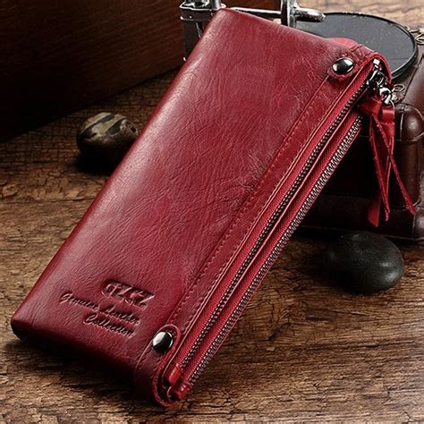 Us2896 Women Genuine Leather Double Zipper 15 Card Holder Wallet