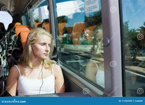 Beautiful Girl In The Bus Stock Image Image Of Portrait 17332559