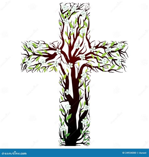 Floral Christian Cross Tree Shape Stock Vector Illustration Of