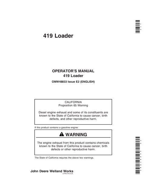 John Deere 419 Loader Omw48833 Operation And Maintenance Manual Pdf