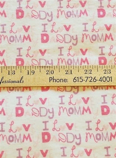 Pink I Love Mommy Daddy Cotton Flannel Fabric 40 Wide 1  Etsy