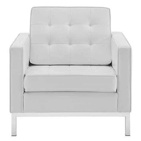 Loft Tufted Upholstered Faux Leather Armchair In White By Modway