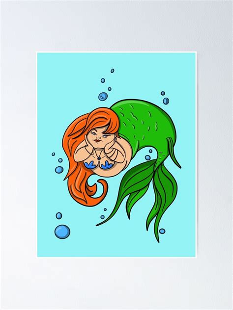 Chubby Mermaid Pinup Sexy Body Positive Graphic Poster By Jessiejune