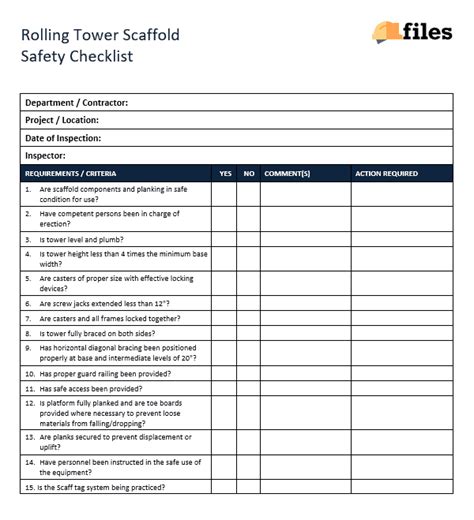 Scaffold Tower Inspection Checklist Poster A Vrogue Co