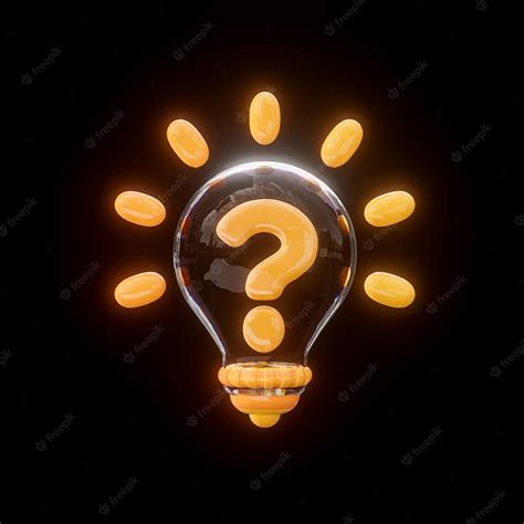 premium photo light bulb question mark glossy neon bright realistic sign on black background