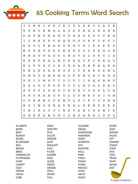 Free Printable Cooking Terms Word Search Free Printable Word Searches