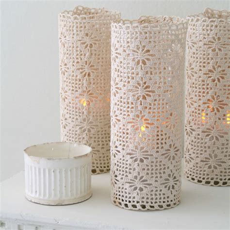Handmade Doily Covered Luminaries 15 Fascinating Crafts With Lace