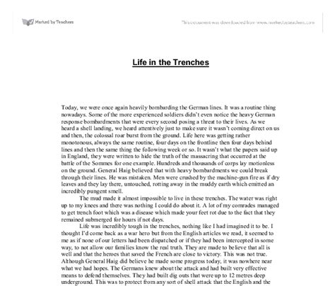 Life In The Trenches A Level English Marked By