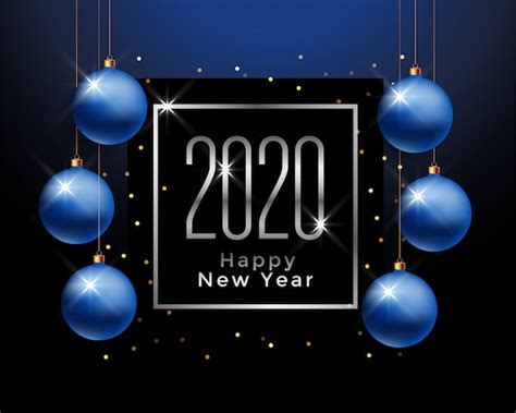Texto Dorado 2020 Feliz Año Nuevo Banners De Vacaciones Con Bolas De