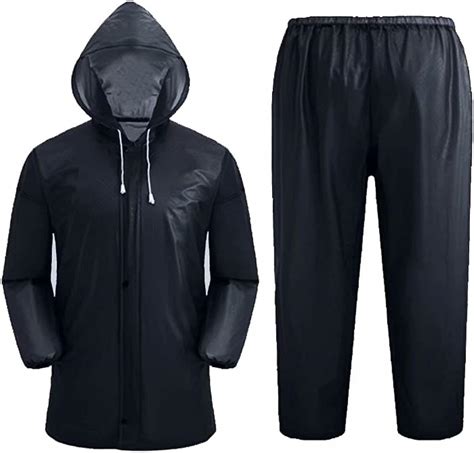Rain Suit Mens Raincoat Unisex Outdoor Waterproof Rain Gear Hooded