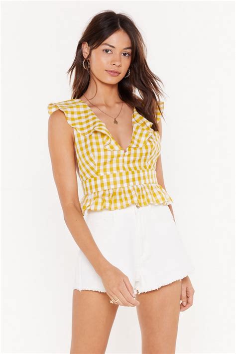 Gingham Ruffle Edge Bodice Top Fashion Bodice Top Topshop Outfit
