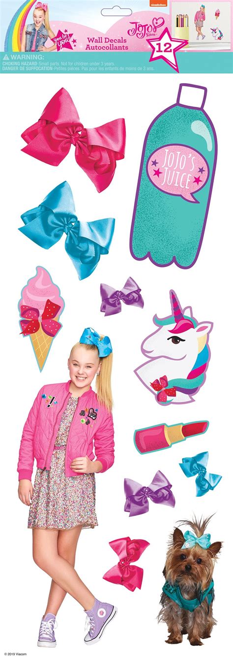 Jojo Siwa Cute And Confident 12 Wall Decals Bow Ties Unicorn Joelle