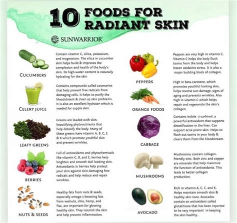 10 Foods For Radiant Skin Health Food Sunwarrior Vegetarian Meal Plan