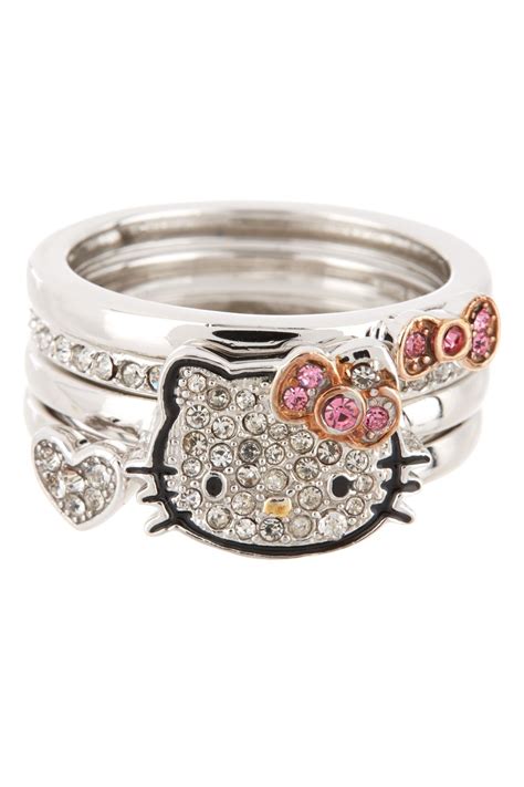 Crystal Pave Hello Kitty Ring Stack Set Hello Kitty Jewelry Hello Kitty Items Hello Kitty