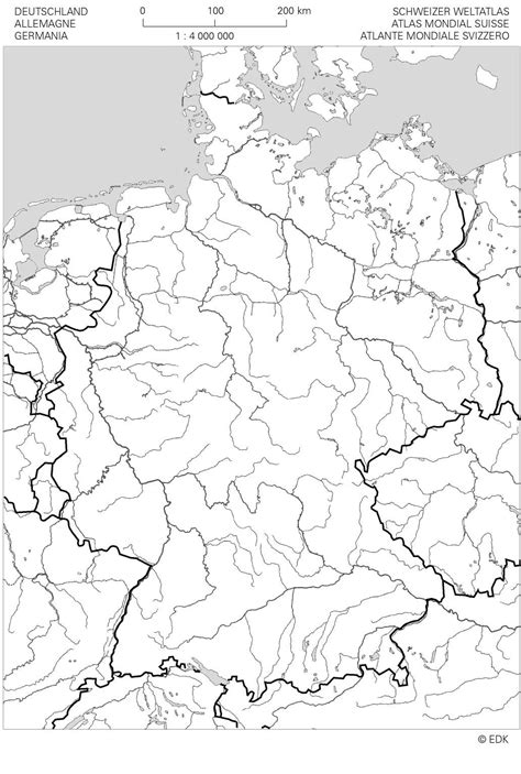 Stumme Karte Deutschland Flüsse Gebirge Städte
