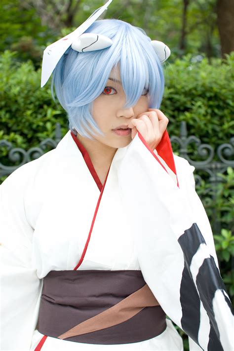 Ayanami Rei Iori Neon Genesis Evangelion Highres Blue Hair Cosplay Fox Mask Japanese