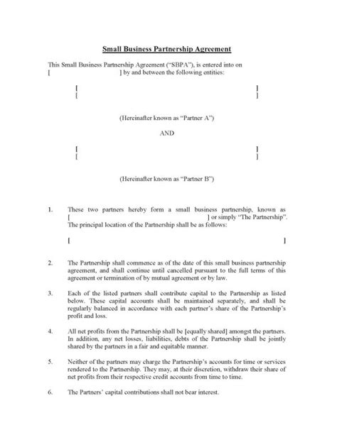A partnership agreement contract may mean a lot of things with regards to agreement between partners. Small Business Partnership Agreement Template [Download ...