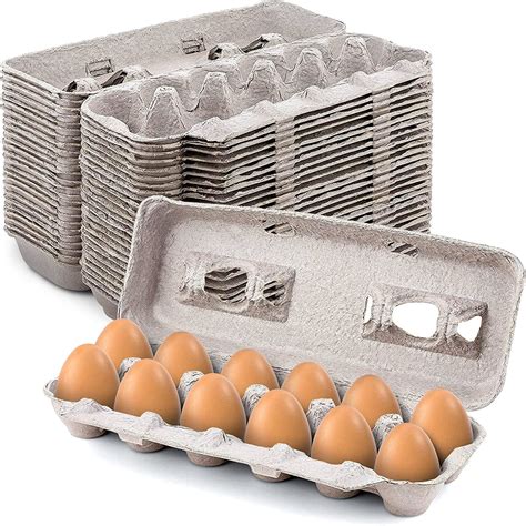 Mt Products Printed Natural Pulp Paper Jumbo Egg Cartons Hold Eggs 12