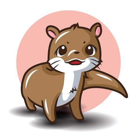 Cute Otter Cartoon Animail Cartoon Concept Premium Vector