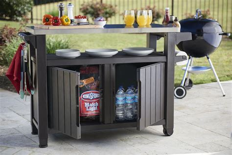 When you want a multifunctional indoor outdoor dining storage unit that looks good and performs well, rely on the unity xl rolling entertainment storage unit from keter. Keter Unity XL Indoor Outdoor Entertainment BBQ Storage ...