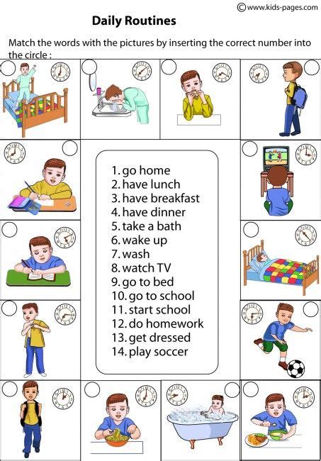 Daily Routines Matching Worksheet Learn English English Lessons