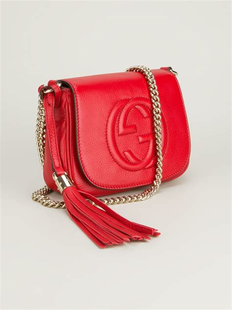 Lyst Gucci Soho Leather Shoulder Bag In Red