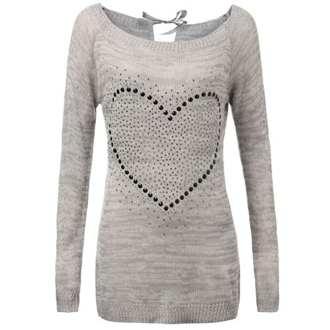 Autumn Winter Women Heart Sweater Sexy Off Shoulder Bowknot Rhinestone Blouse Knitted Pullover S