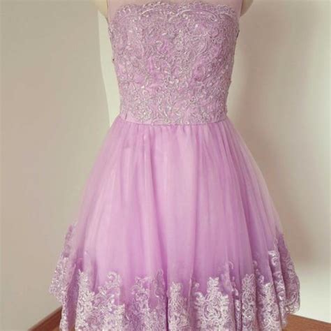 2015 Lilac Purple Lace Bridesmaid Dressestulle Short Prom Dress Elegant