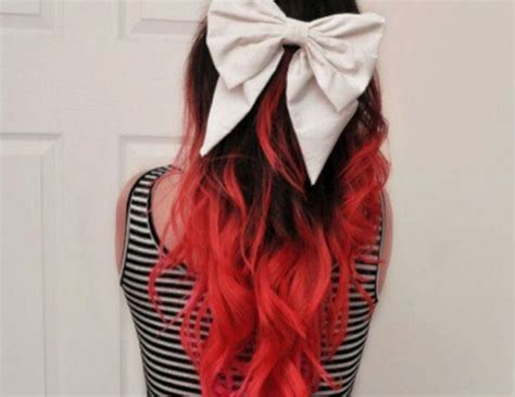 Black Hair With Red Dip Dyed Tips Hair Pinterest I