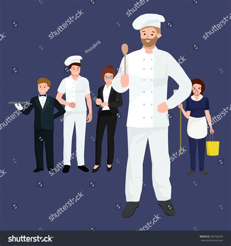 Restaurant Team Man Cooking Chef Manager Waiter Cleaning Woman