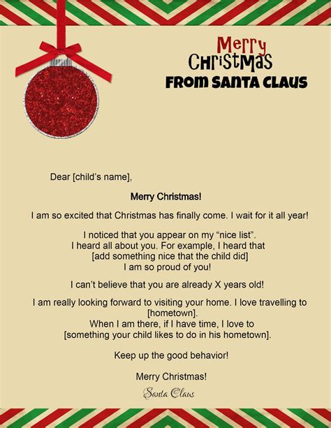 Letter From Santa Template Free Printable Printable Templates