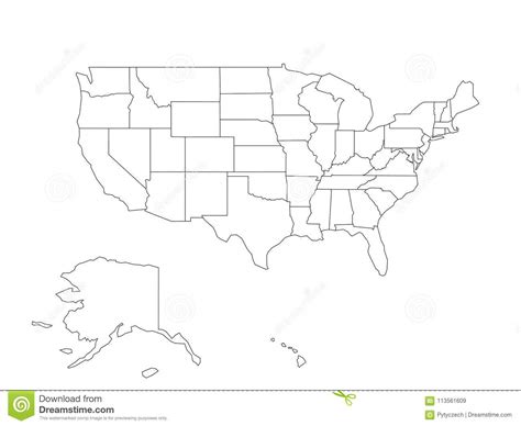 Mapa Negro En Blanco Del Esquema Del Vector De Los Eeuu