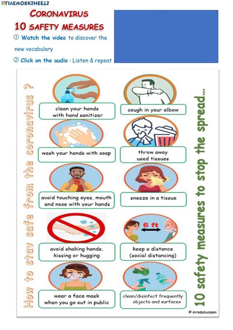 Maybe you would like to learn more about one of these? CORONAVIRUS 10 safety measures - Interactive worksheet