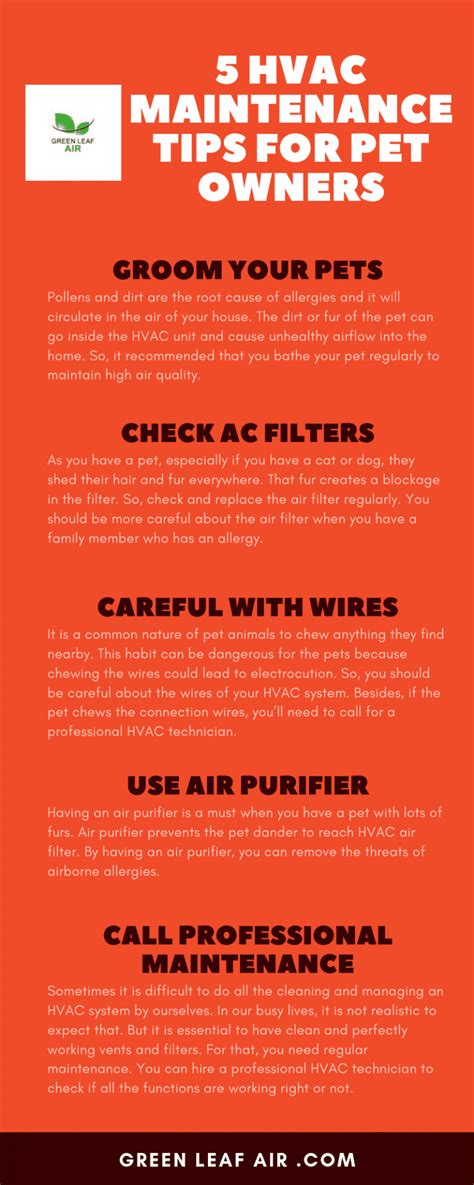 5 Hvac Maintenance Tips For Pet Owners Infographic Green Leaf Air