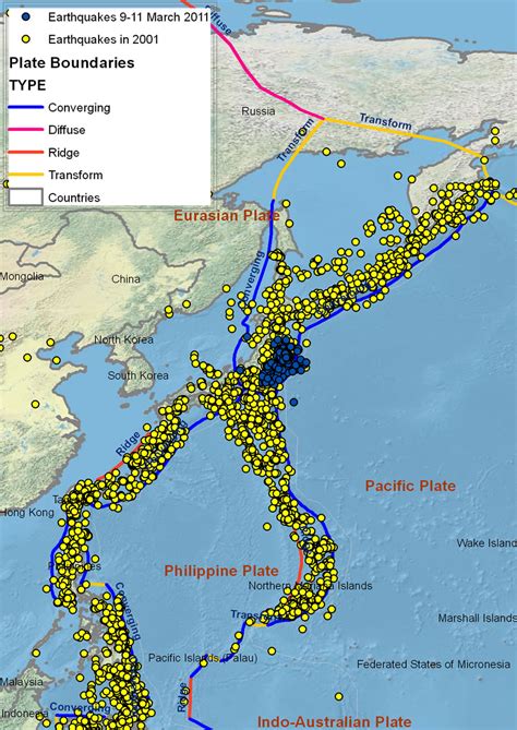 Japan has an earthquake that of strength once per year or so. earthquake map recent quakes