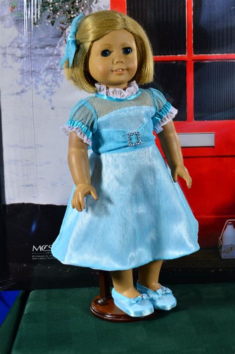 american girl style 3 piece party dress in aqua with rhinestone accents includes dress shoes