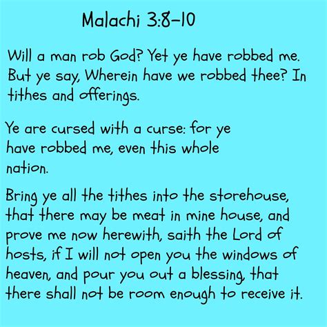 Scripture Of The Week Malachi 38 10