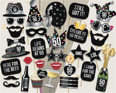 Ready Made 50th Birthday Photo Booth Props 30 Ready Made Fiftieth
