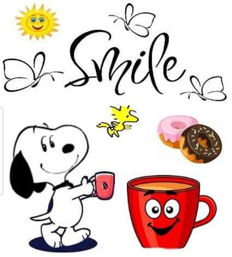 Good Morning Snoopy Cute Good Morning Cold Morning Coffee Cartoon