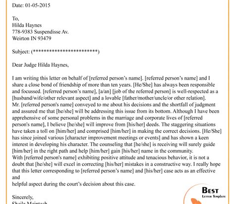 Craft a professional recommendation letter (or reference letter) in minutes using our free downloadable templates and samples. Character Letter For Court Sentencing - Letter