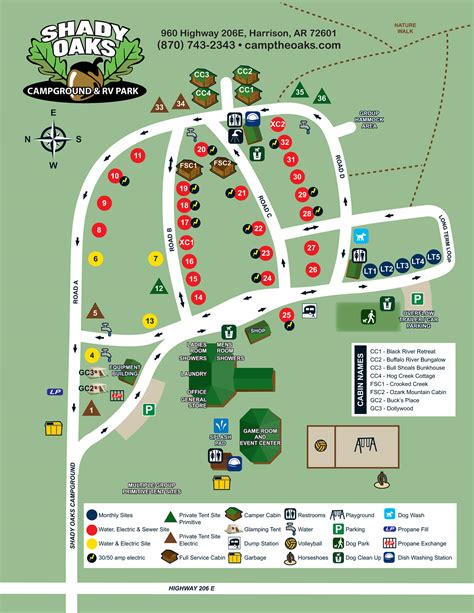 Shady Oaks Campground And Rv Park Site Map And Campground Rules