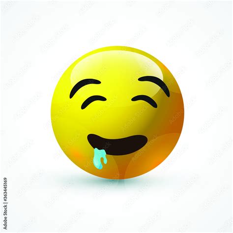 Vector Round Yellow Cartoon Bubble Drool Drooling Emoticons Comment