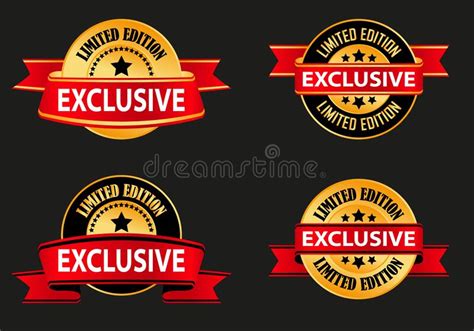 Various Golden Exclusive Label For Sales And Entertainment Stock Vector