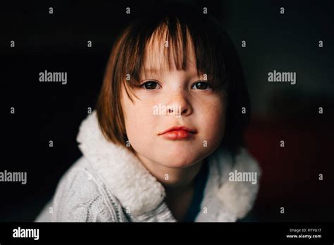 Portrait Of A Girl Pouting Stock Photo Alamy