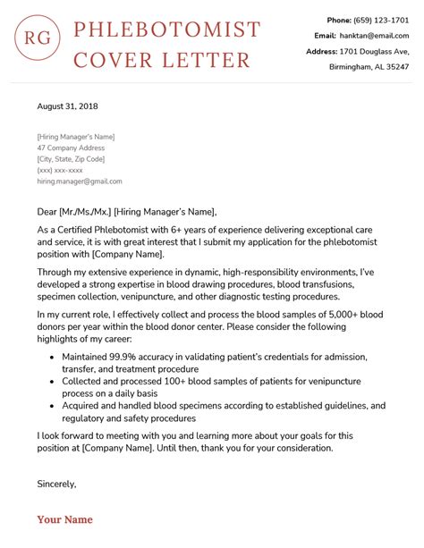 Phlebotomist Cover Letter Free Download Resume Genius