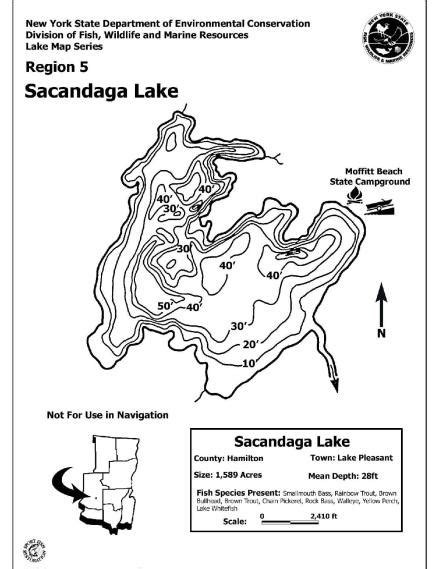 Sacandaga Lake Contour Map Region 5 Nysdec